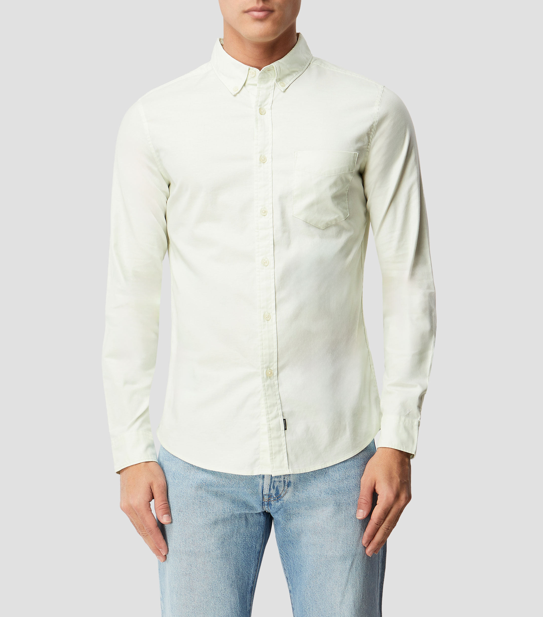 Camisa lisa manga larga Hombre